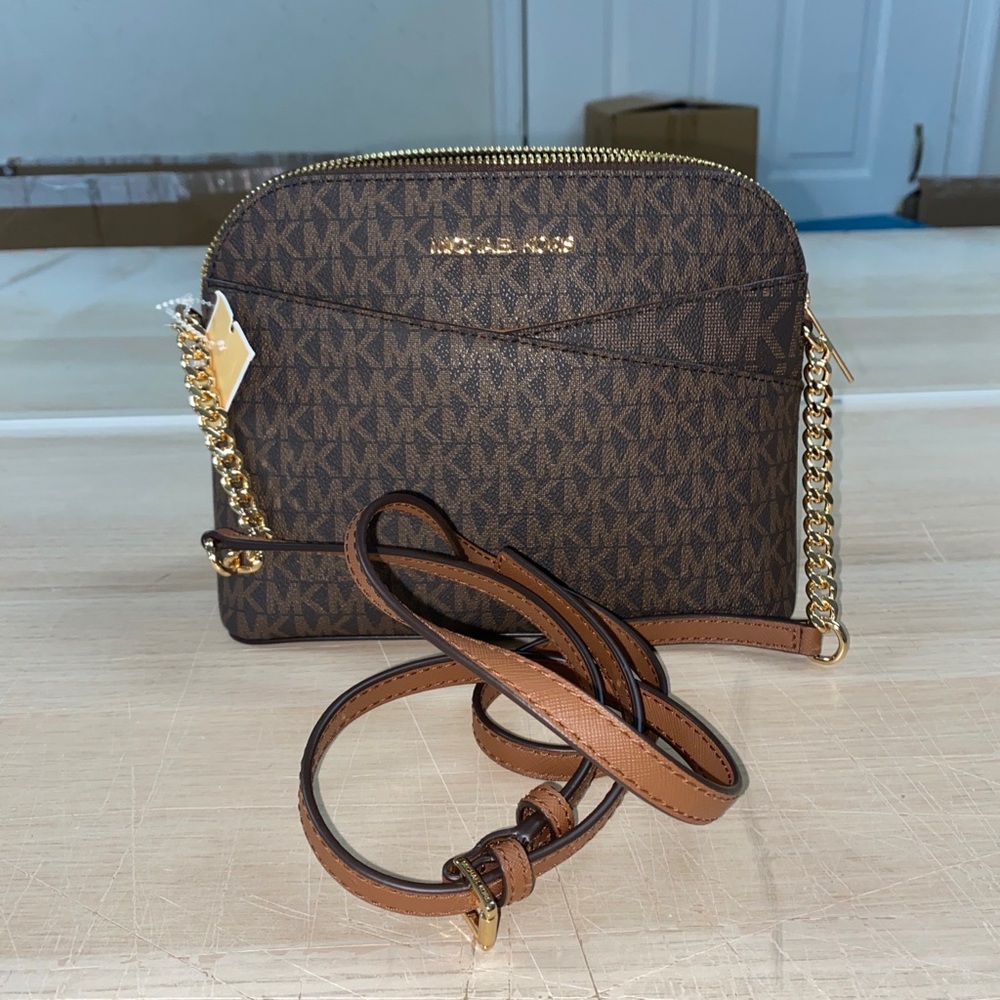 Michael Kors Jet Set Medium Crossbody Leather Handbag - Brown - Picture 6 of 6